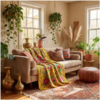 Suspended Solitude Hand-Embroidered Cotton Suzani Throw