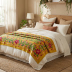 Trailing Thistles Hand-Embroidered Cotton Suzani Throw