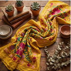 Trailing Thistles Hand-Embroidered Cotton Suzani Throw