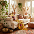 Trailing Thistles Hand-Embroidered Cotton Suzani Throw