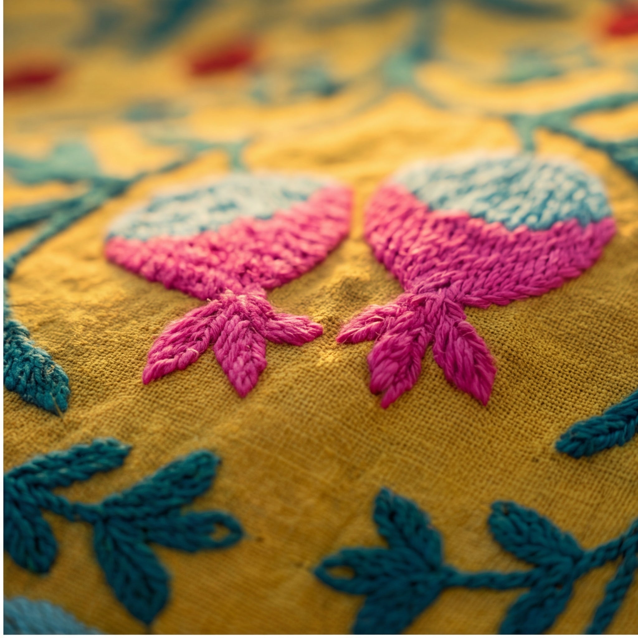 Gliding Grasslands Hand-Embroidered Cotton Suzani Throw