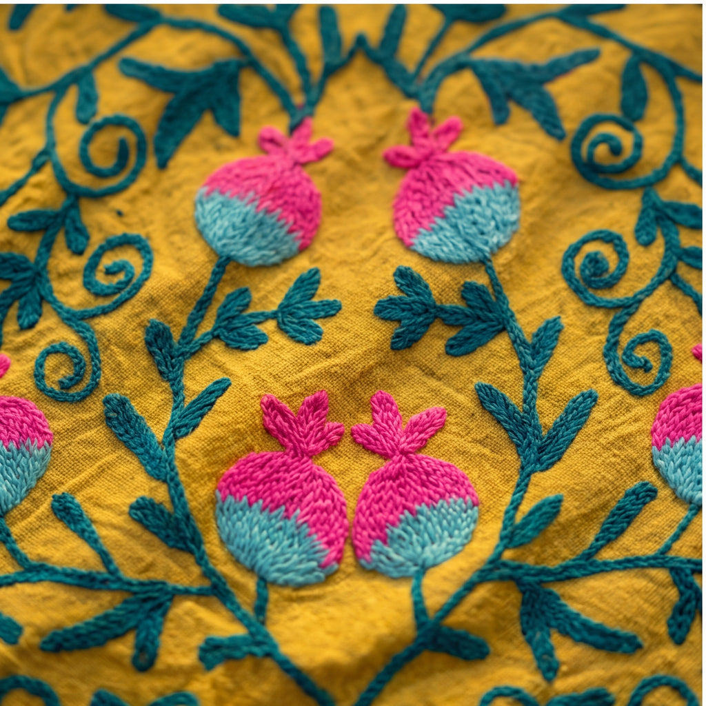 Gliding Grasslands Hand-Embroidered Cotton Suzani Throw