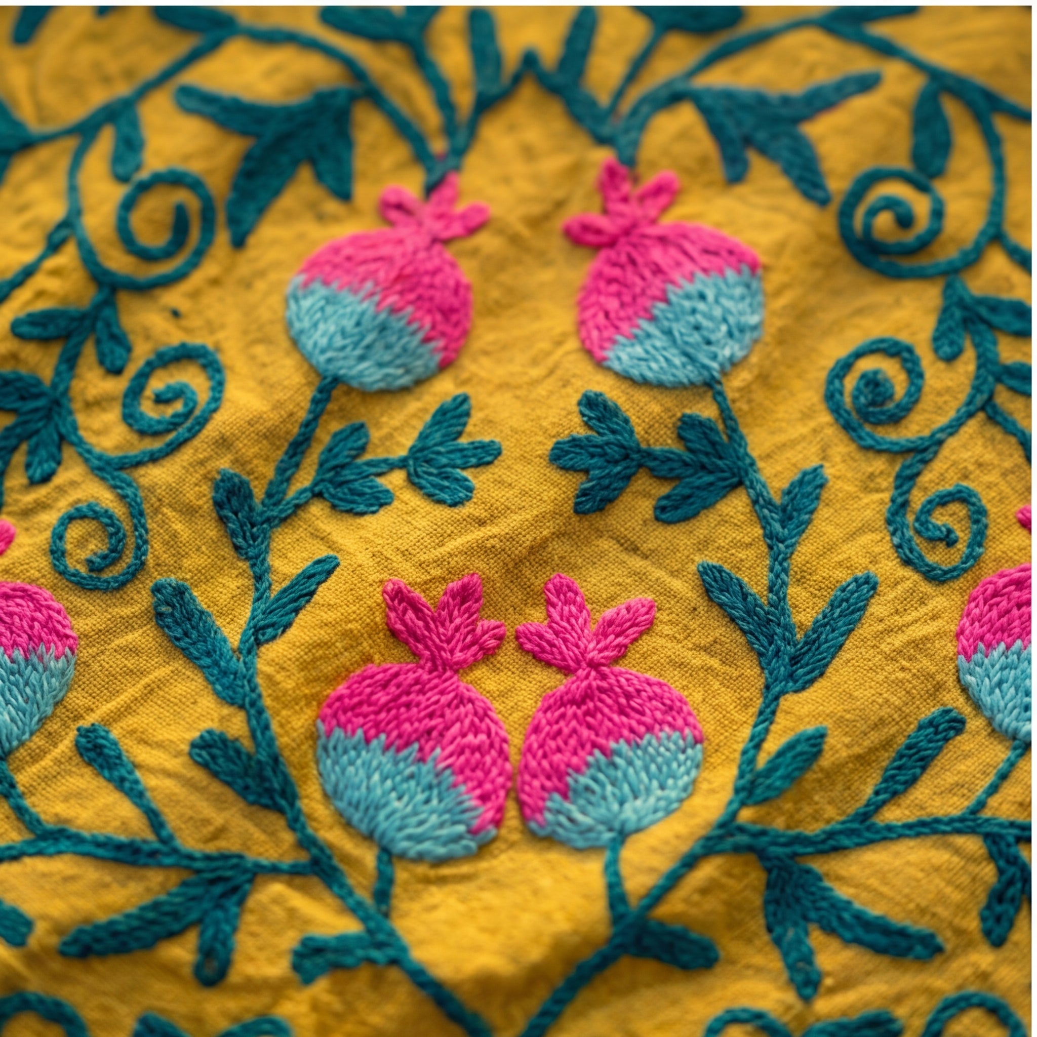 Gliding Grasslands Hand-Embroidered Cotton Suzani Throw