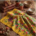 Gliding Grasslands Hand-Embroidered Cotton Suzani Throw