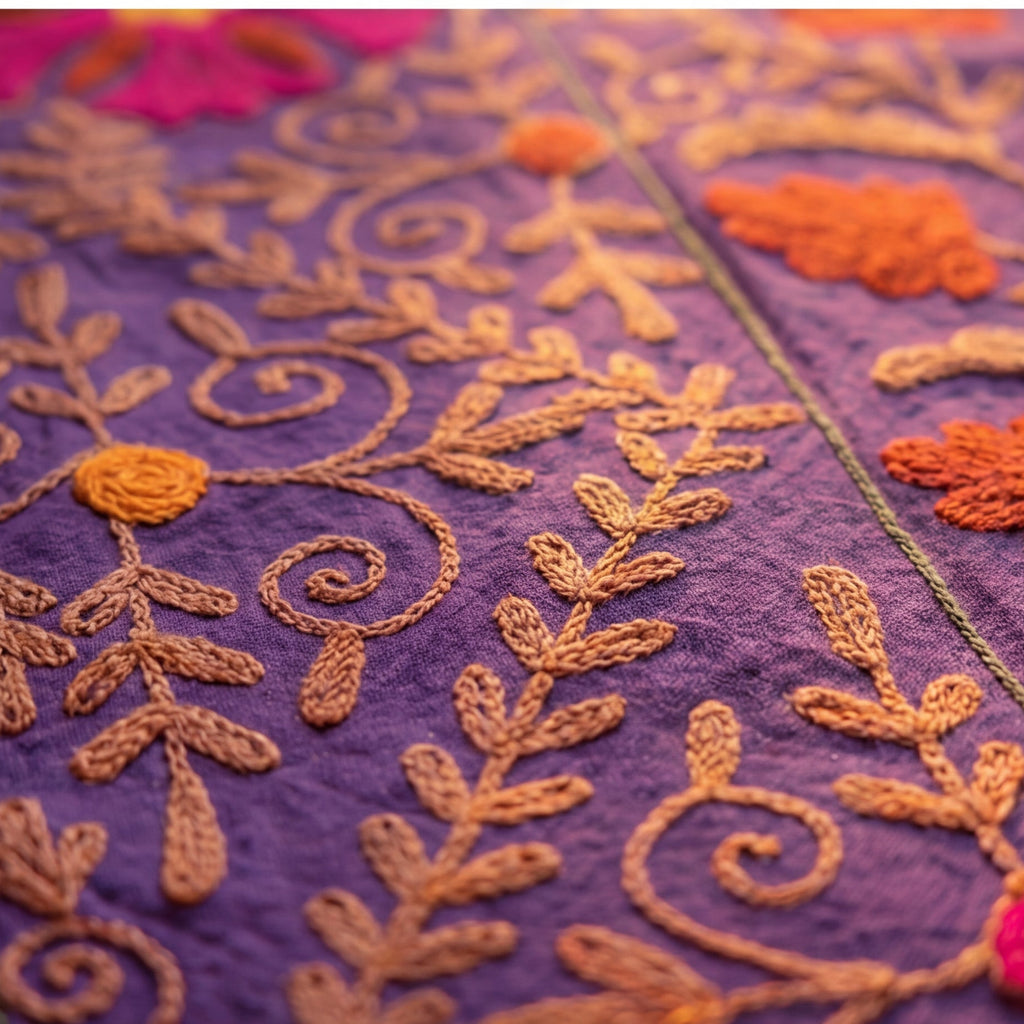 Turning Tundra Hand-Embroidered Cotton Suzani Throw