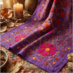 Turning Tundra Hand-Embroidered Cotton Suzani Throw