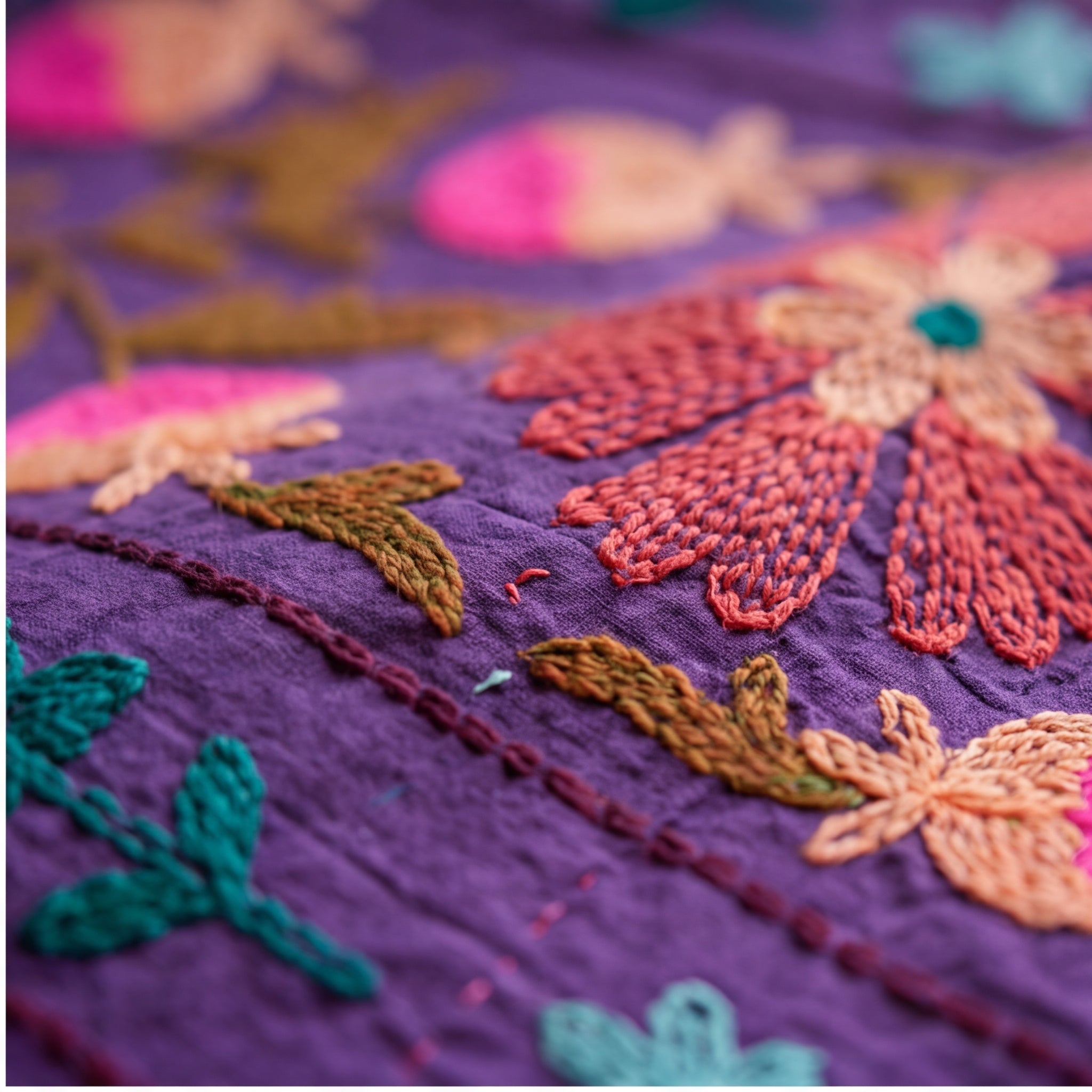 Hazy Horizon Hand-Embroidered Cotton Suzani Throw