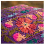 Hazy Horizon Hand-Embroidered Cotton Suzani Throw