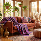 Hazy Horizon Hand-Embroidered Cotton Suzani Throw