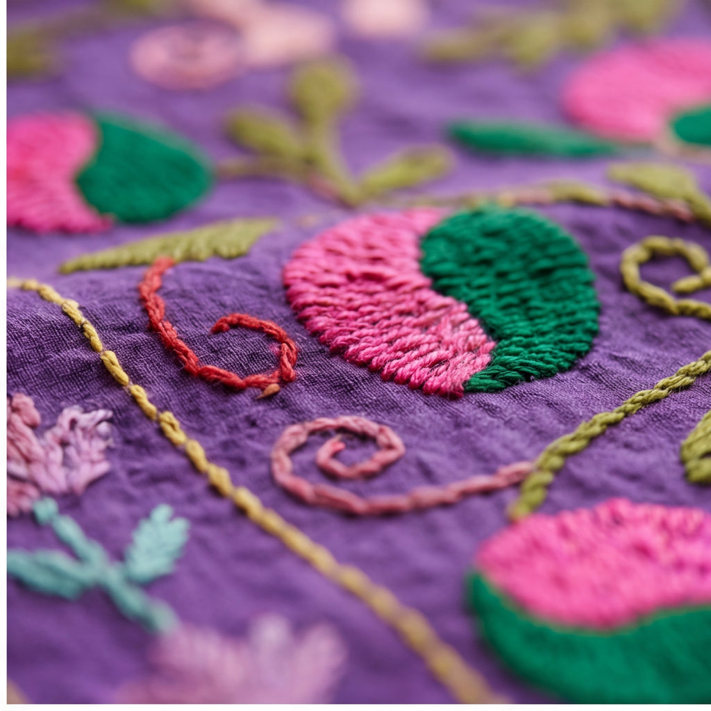 Straying Sedges Hand-Embroidered Cotton Suzani Throw