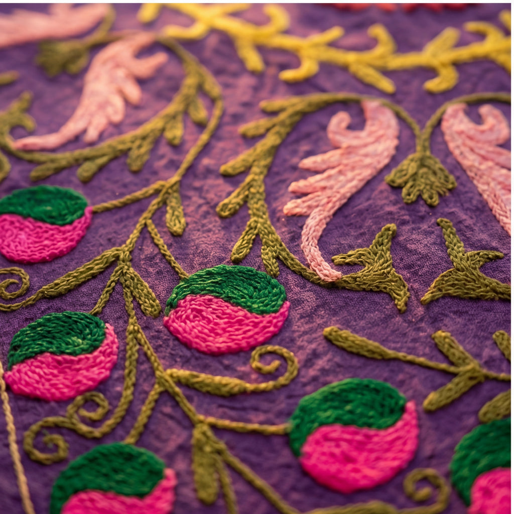 Straying Sedges Hand-Embroidered Cotton Suzani Throw
