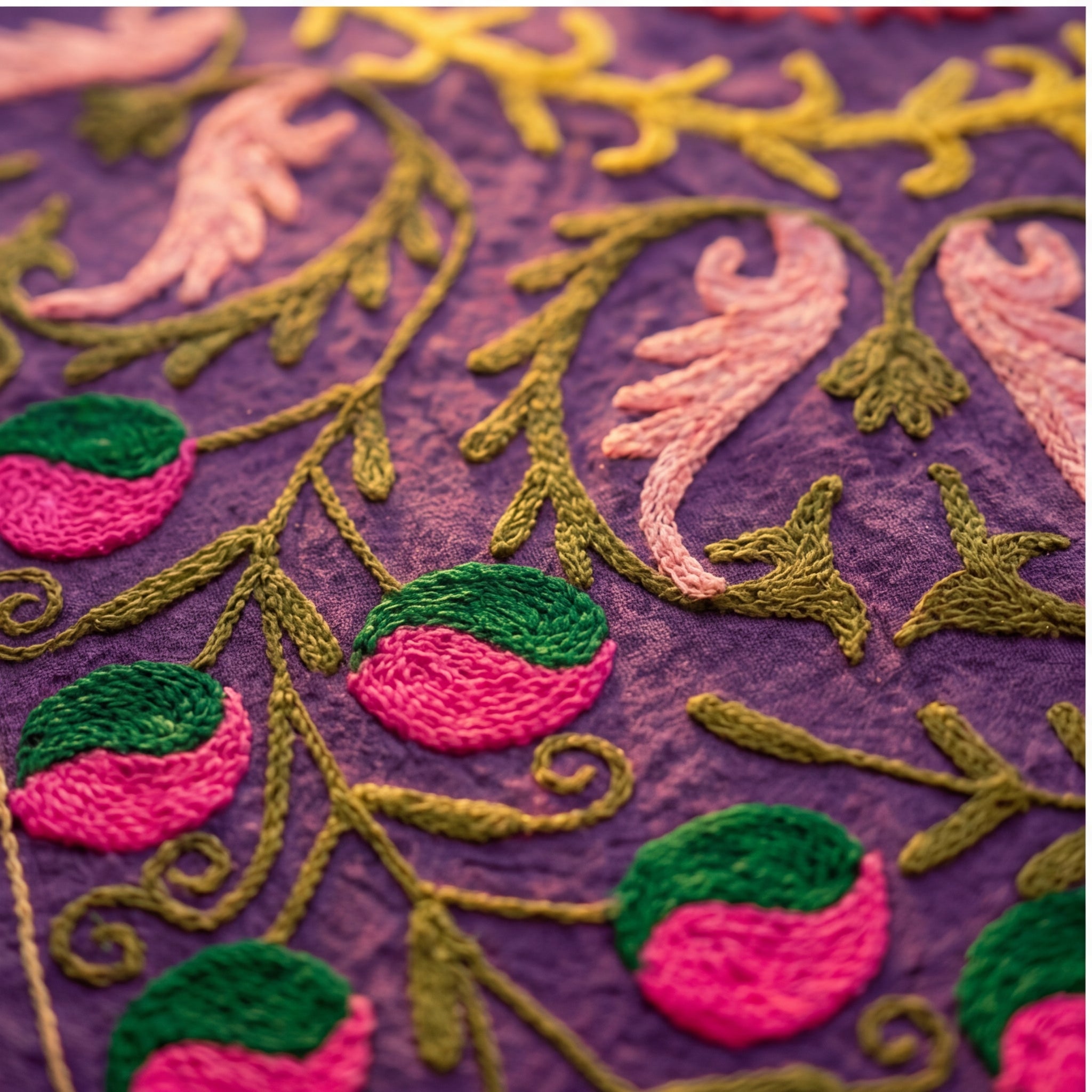 Straying Sedges Hand-Embroidered Cotton Suzani Throw