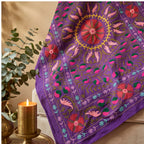 Straying Sedges Hand-Embroidered Cotton Suzani Throw