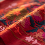 Blooming Petal Hand-Embroidered Cotton Suzani Throw