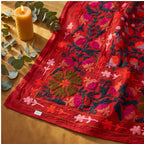 Blooming Petal Hand-Embroidered Cotton Suzani Throw