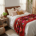 Winding Wetlands Hand-Embroidered Cotton Suzani Throw