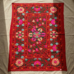 Winding Wetlands Hand-Embroidered Cotton Suzani Throw