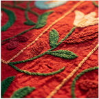 Winding Wetlands Hand-Embroidered Cotton Suzani Throw