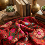 Winding Wetlands Hand-Embroidered Cotton Suzani Throw