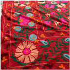 Winding Wetlands Hand-Embroidered Cotton Suzani Throw