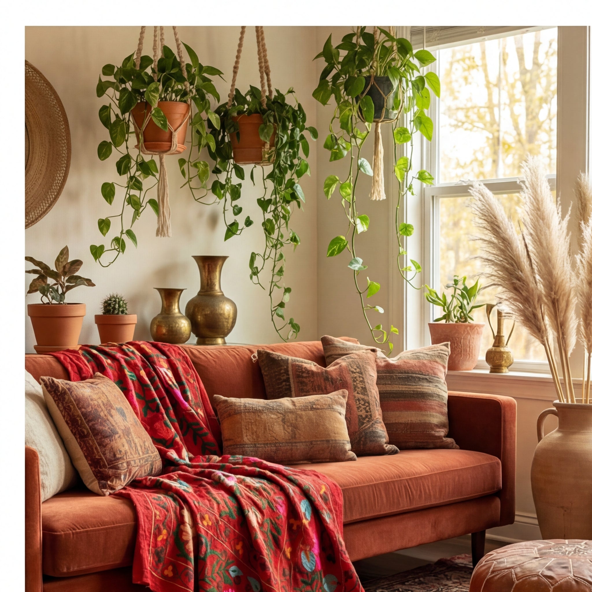 Winding Wetlands Hand-Embroidered Cotton Suzani Throw