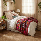 Indigo Petal Hand-Embroidered Cotton Suzani Throw