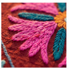 Indigo Petal Hand-Embroidered Cotton Suzani Throw