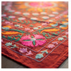 Indigo Petal Hand-Embroidered Cotton Suzani Throw