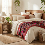 Meandering Mosses Hand-Embroidered Cotton Suzani Throw