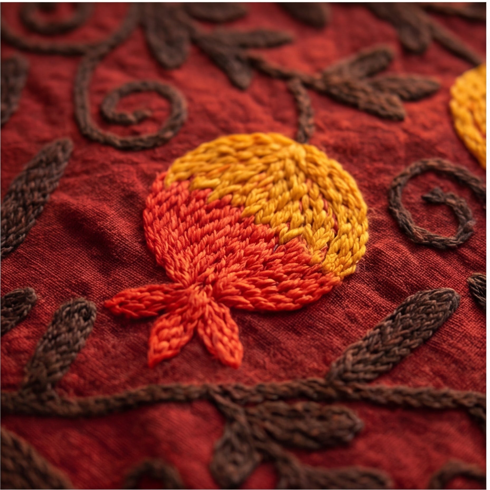 Wandering Meadow Hand-Embroidered Cotton Suzani Throw