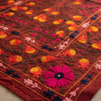 Wandering Meadow Hand-Embroidered Cotton Suzani Throw