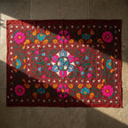 Shifting Sagebrush Hand-Embroidered Cotton Suzani Throw