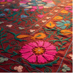 Shifting Sagebrush Hand-Embroidered Cotton Suzani Throw