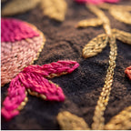 Flowing Fallows Hand-Embroidered Cotton Suzani Throw