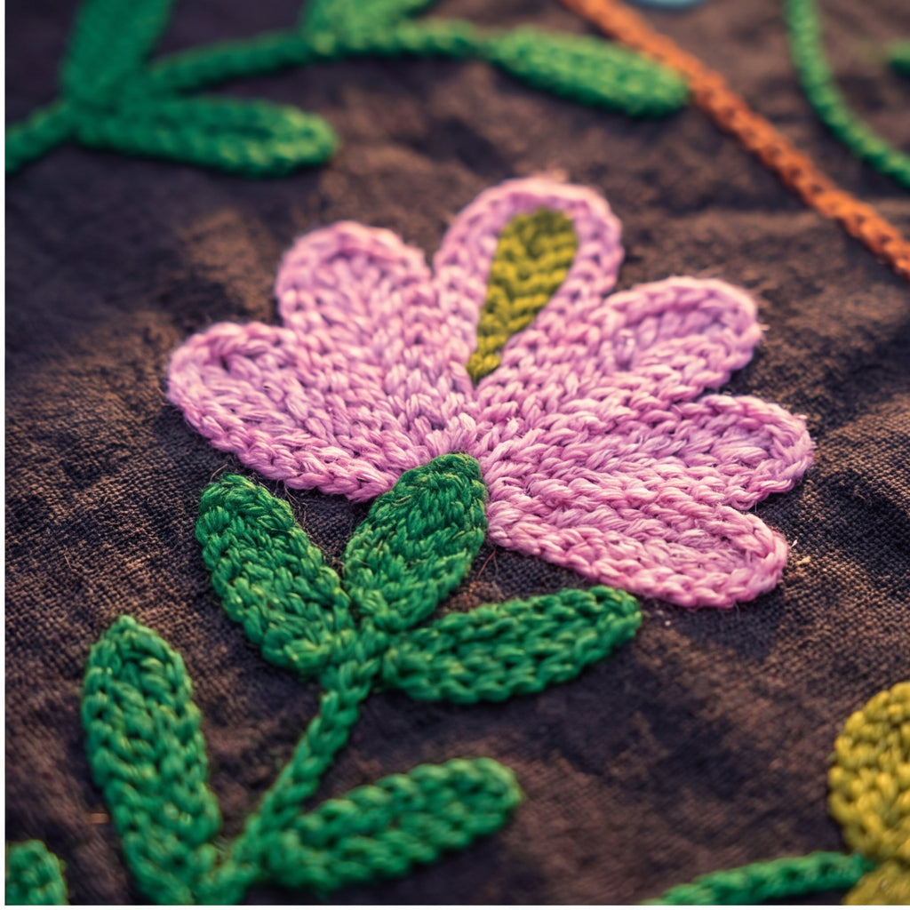 Surging Shorelines Hand-Embroidered Cotton Suzani Throw