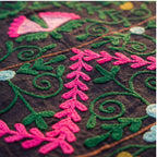 Surging Shorelines Hand-Embroidered Cotton Suzani Throw