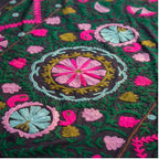 Surging Shorelines Hand-Embroidered Cotton Suzani Throw