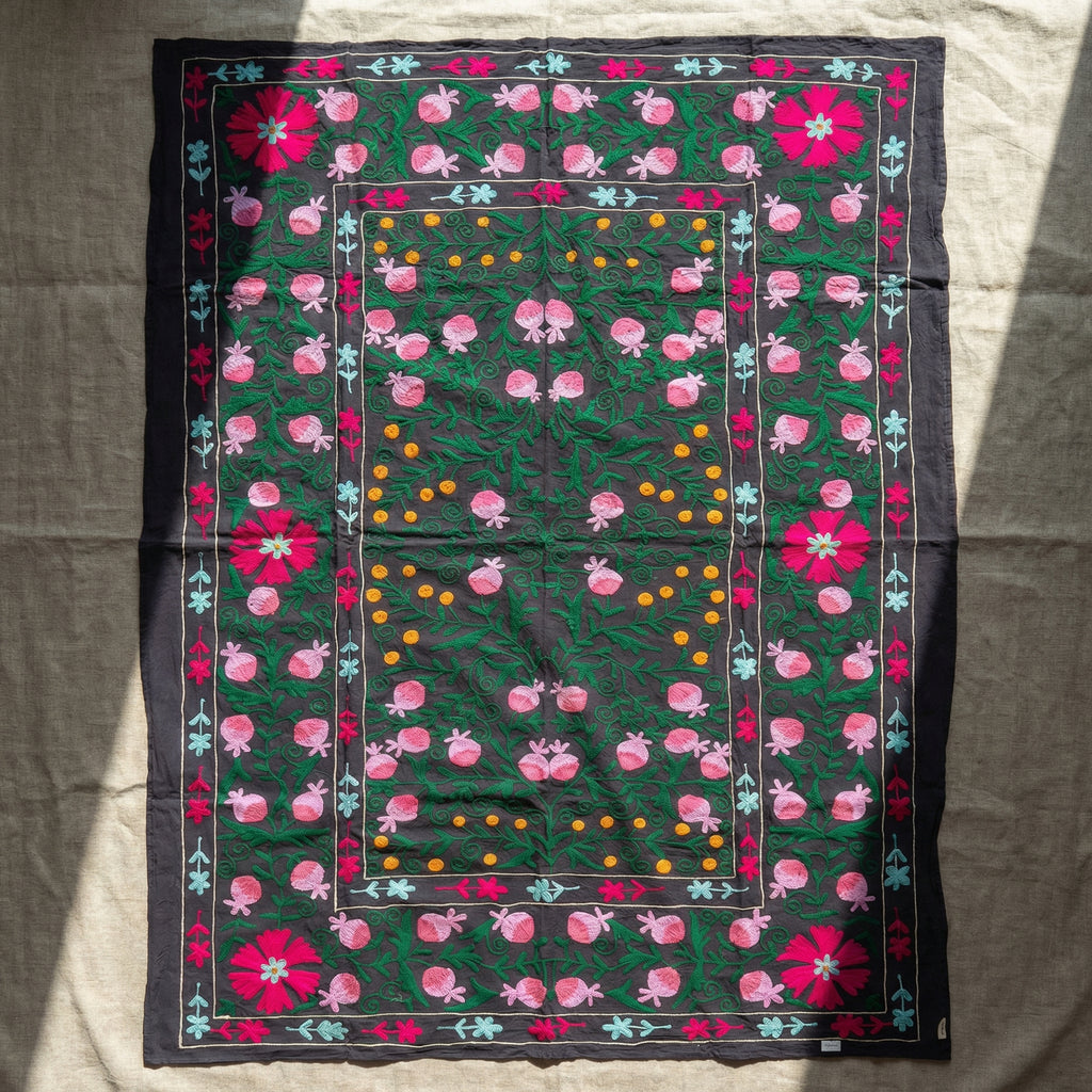 Chasing Canyons Hand-Embroidered Cotton Suzani Throw