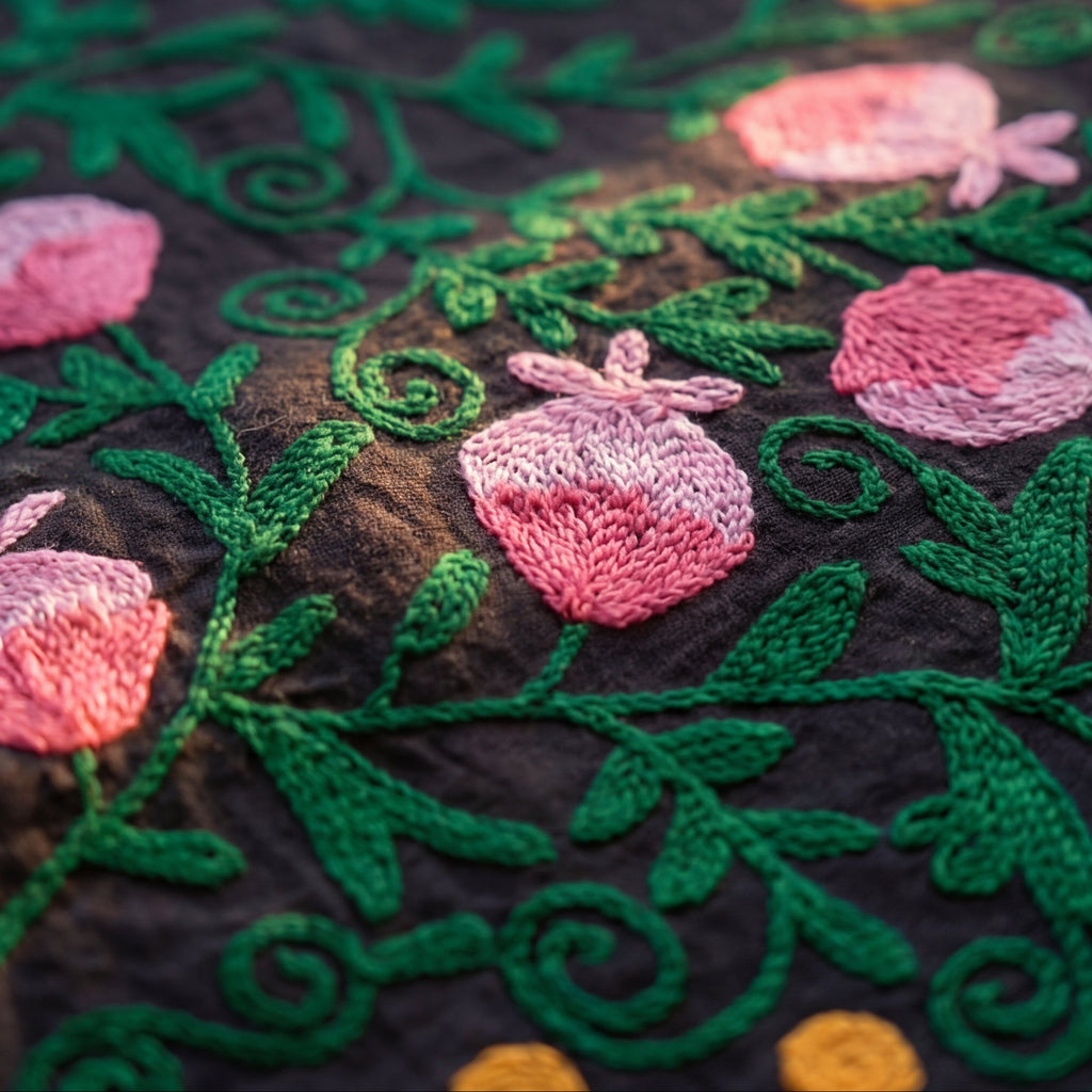 Chasing Canyons Hand-Embroidered Cotton Suzani Throw