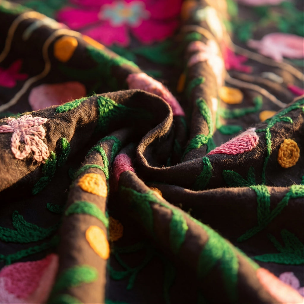 Chasing Canyons Hand-Embroidered Cotton Suzani Throw