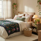 Wavering Willows Hand-Embroidered Cotton Suzani Throw