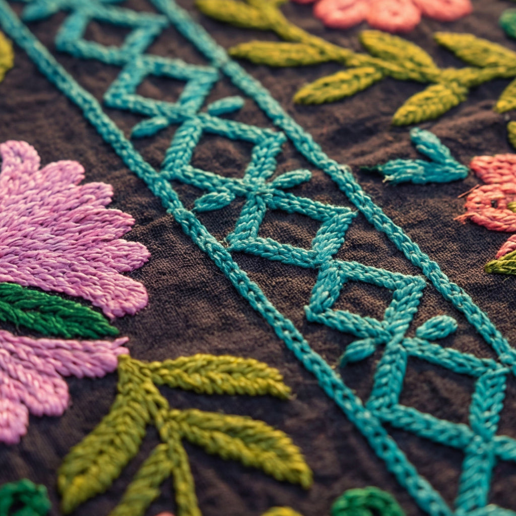 Wavering Willows Hand-Embroidered Cotton Suzani Throw