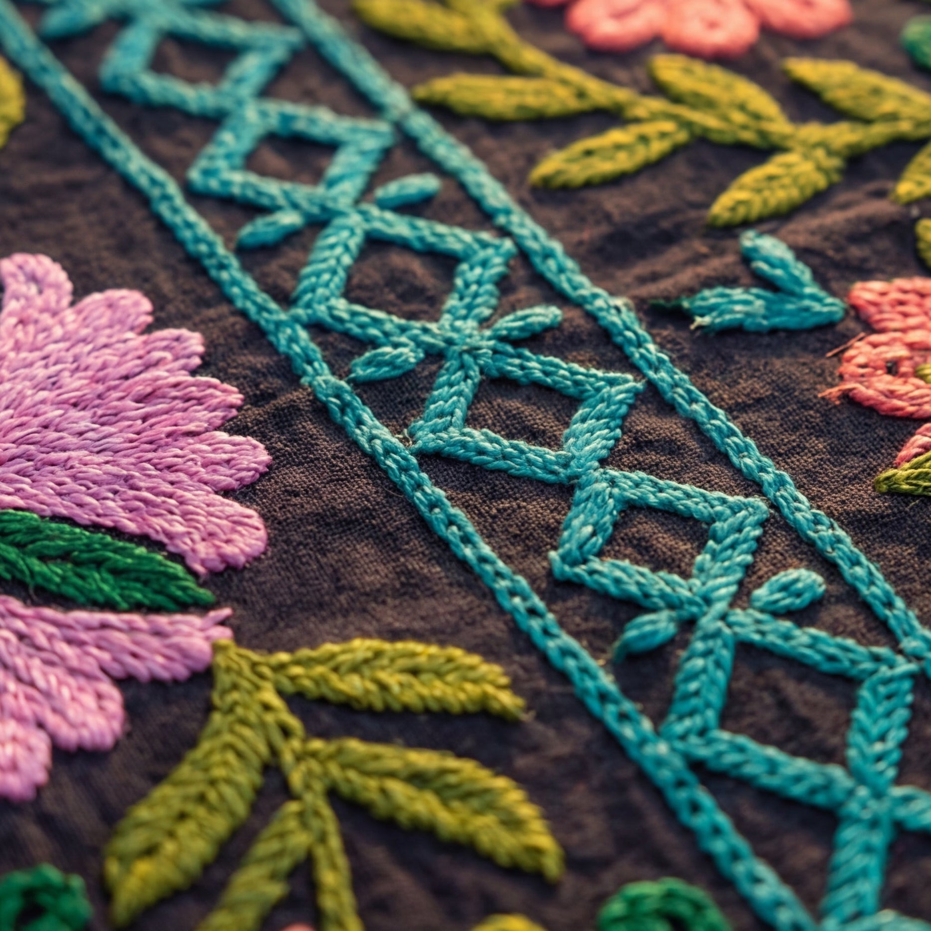 Wavering Willows Hand-Embroidered Cotton Suzani Throw