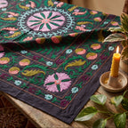 Wavering Willows Hand-Embroidered Cotton Suzani Throw