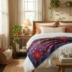 Wandering Blossom Hand-Embroidered Cotton Suzani Throw