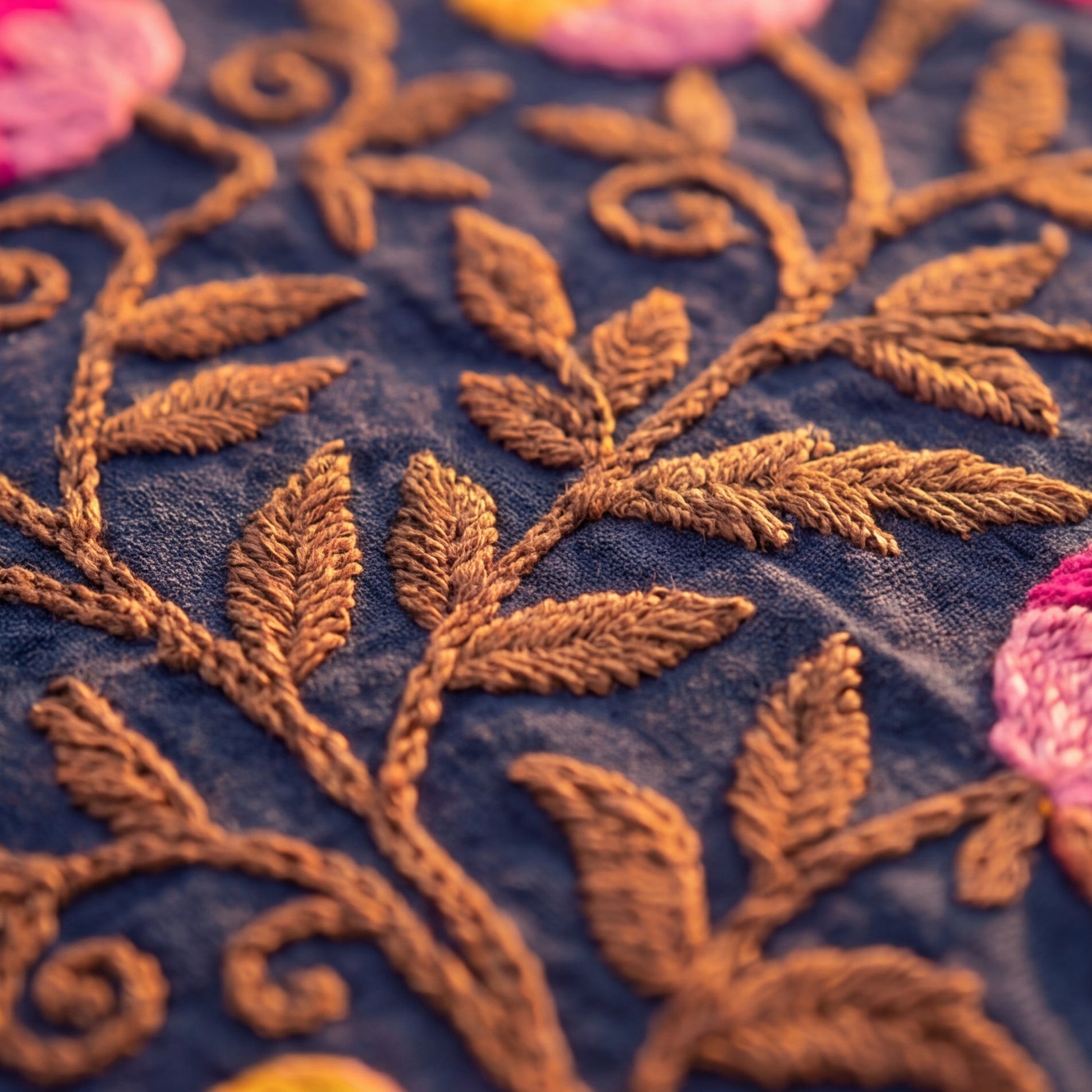Wandering Blossom Hand-Embroidered Cotton Suzani Throw