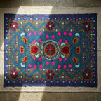 Floating Flora Hand-Embroidered Cotton Suzani Throw
