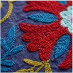 Floating Flora Hand-Embroidered Cotton Suzani Throw