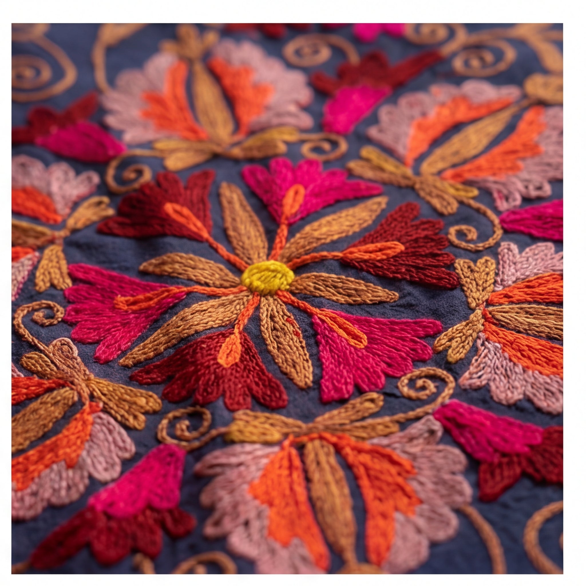 Stirring Stonescapes Hand-Embroidered Cotton Suzani Throw