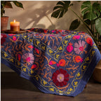Stirring Stonescapes Hand-Embroidered Cotton Suzani Throw